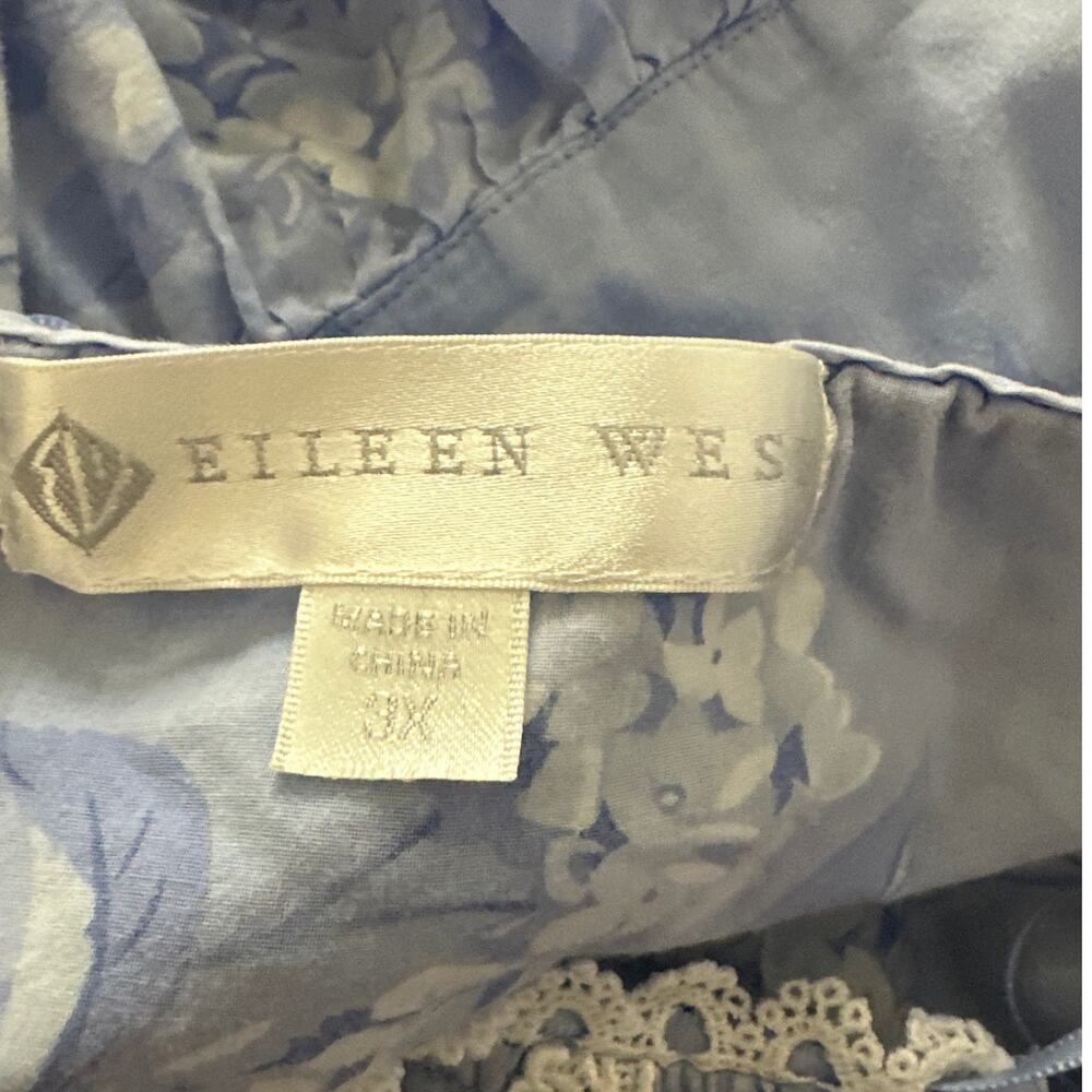 Eileen West Nightgown Womens 3X Blue Floral Maxi Dress Dainty Lace Trim Cottage - Picture 5 of 8